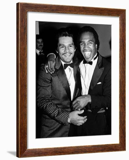 Boxing Greats Roberto Duran and Sugar Ray Leonard at 20th Anniversary of World Boxing Council-David Mcgough-Framed Premium Photographic Print