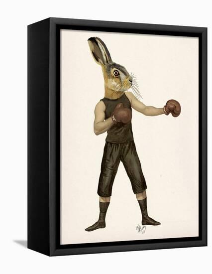 Boxing Hare-Fab Funky-Framed Stretched Canvas
