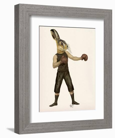 Boxing Hare-Fab Funky-Framed Art Print