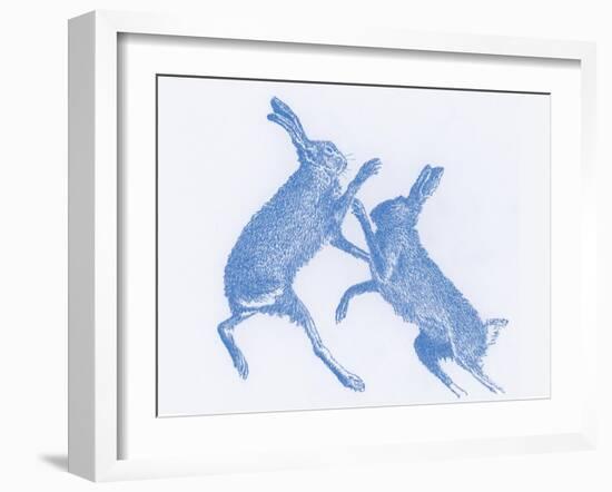 Boxing Hares  2017  (digital)-Sarah Hough-Framed Giclee Print