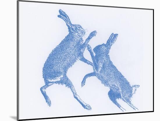 Boxing Hares  2017  (digital)-Sarah Hough-Mounted Giclee Print