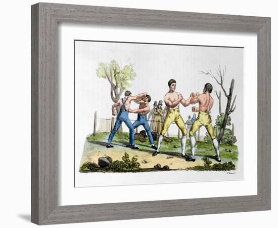 Boxing in England, Illustration from "Costume Antico E Moderno"-Vittorio Raineri-Framed Giclee Print