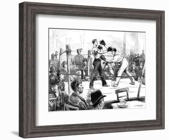 Boxing Match at a Men's Club, London, 1889-null-Framed Art Print