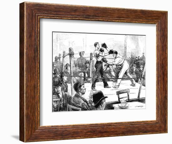 Boxing Match at a Men's Club, London, 1889-null-Framed Art Print