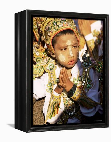 Boy About to Become a Monk, Shwedagon Pagoda, Yangon (Rangoon), Myanmar (Burma)-Upperhall-Framed Premier Image Canvas