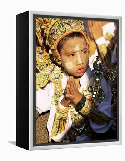 Boy About to Become a Monk, Shwedagon Pagoda, Yangon (Rangoon), Myanmar (Burma)-Upperhall-Framed Premier Image Canvas