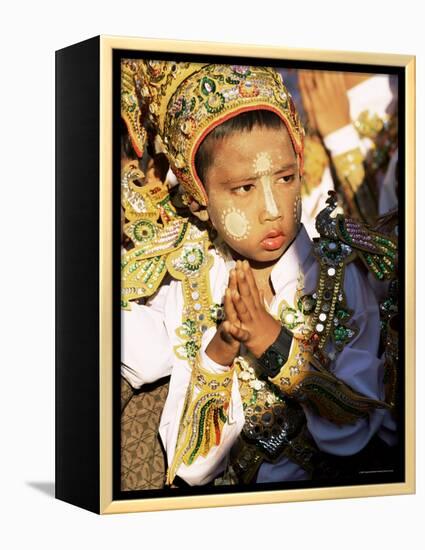 Boy About to Become a Monk, Shwedagon Pagoda, Yangon (Rangoon), Myanmar (Burma)-Upperhall-Framed Premier Image Canvas