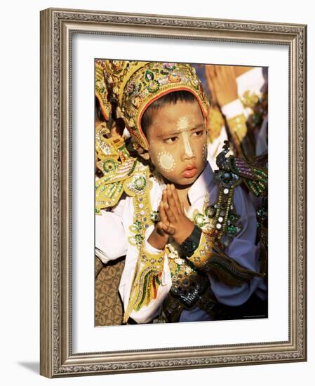 Boy About to Become a Monk, Shwedagon Pagoda, Yangon (Rangoon), Myanmar (Burma)-Upperhall-Framed Photographic Print