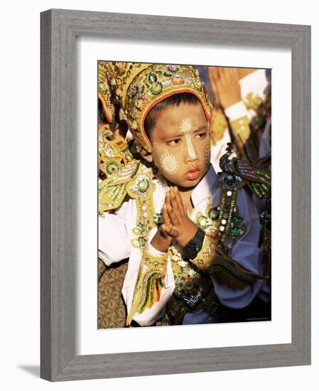 Boy About to Become a Monk, Shwedagon Pagoda, Yangon (Rangoon), Myanmar (Burma)-Upperhall-Framed Photographic Print