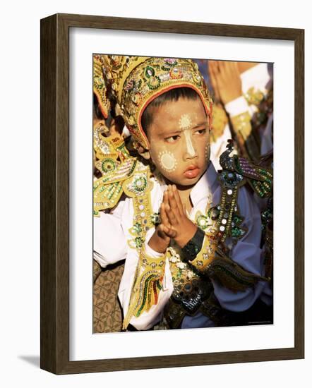 Boy About to Become a Monk, Shwedagon Pagoda, Yangon (Rangoon), Myanmar (Burma)-Upperhall-Framed Photographic Print