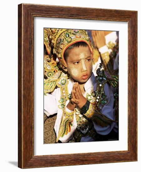 Boy About to Become a Monk, Shwedagon Pagoda, Yangon (Rangoon), Myanmar (Burma)-Upperhall-Framed Photographic Print