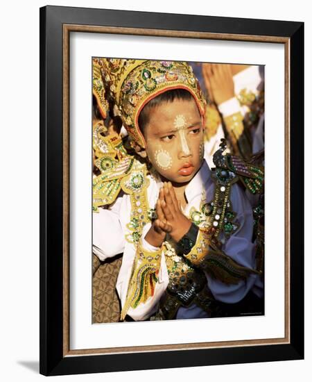 Boy About to Become a Monk, Shwedagon Pagoda, Yangon (Rangoon), Myanmar (Burma)-Upperhall-Framed Photographic Print