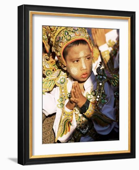 Boy About to Become a Monk, Shwedagon Pagoda, Yangon (Rangoon), Myanmar (Burma)-Upperhall-Framed Photographic Print