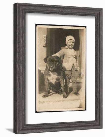 Boy and Bulldog-null-Framed Photographic Print