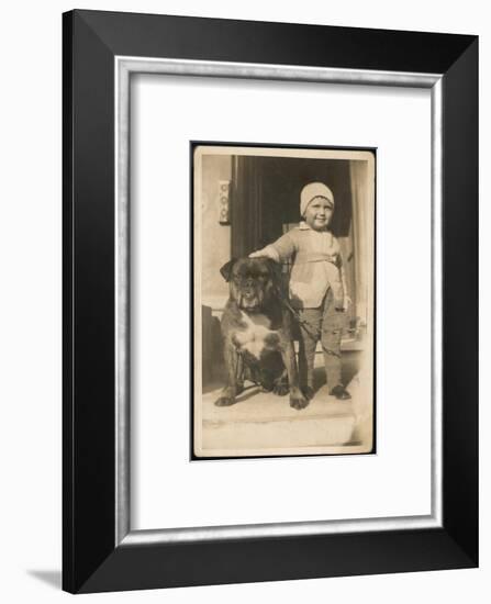 Boy and Bulldog-null-Framed Photographic Print