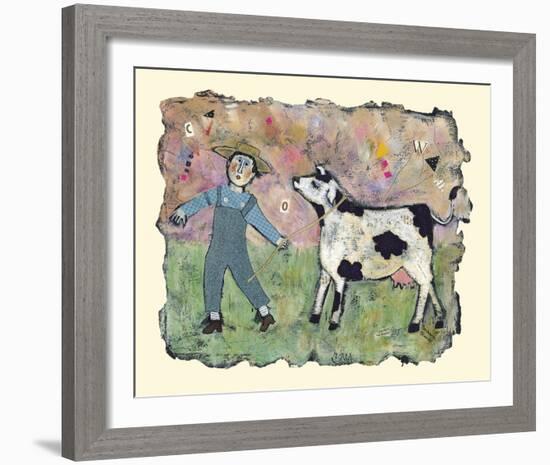 Boy and Cow-Barbara Olsen-Framed Giclee Print