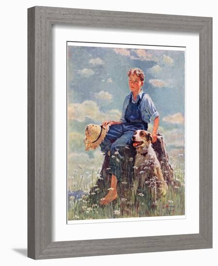 "Boy and Dog in Nature,"June 11, 1932-Eugene Iverd-Framed Giclee Print