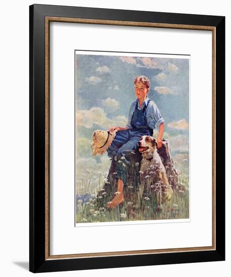 "Boy and Dog in Nature,"June 11, 1932-Eugene Iverd-Framed Giclee Print