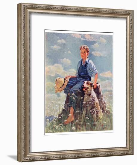 "Boy and Dog in Nature,"June 11, 1932-Eugene Iverd-Framed Giclee Print