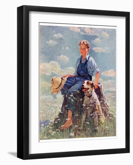 "Boy and Dog in Nature,"June 11, 1932-Eugene Iverd-Framed Giclee Print
