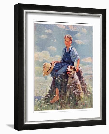 "Boy and Dog in Nature,"June 11, 1932-Eugene Iverd-Framed Giclee Print