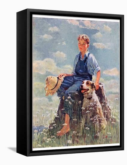 "Boy and Dog in Nature,"June 11, 1932-Eugene Iverd-Framed Premier Image Canvas