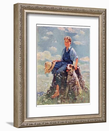 "Boy and Dog in Nature,"June 11, 1932-Eugene Iverd-Framed Giclee Print