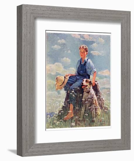 "Boy and Dog in Nature,"June 11, 1932-Eugene Iverd-Framed Giclee Print