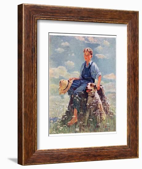 "Boy and Dog in Nature,"June 11, 1932-Eugene Iverd-Framed Giclee Print