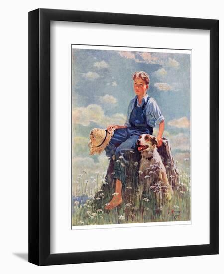 "Boy and Dog in Nature,"June 11, 1932-Eugene Iverd-Framed Giclee Print