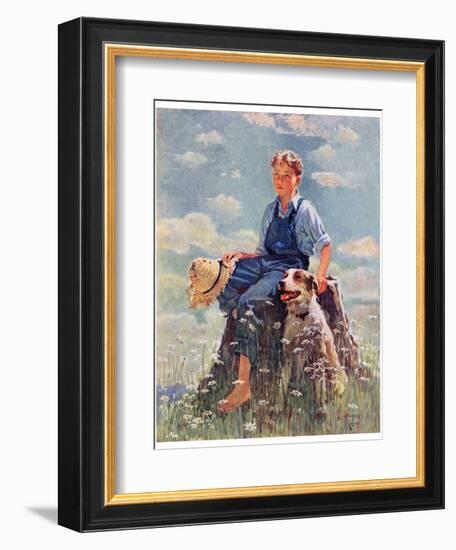 "Boy and Dog in Nature,"June 11, 1932-Eugene Iverd-Framed Giclee Print