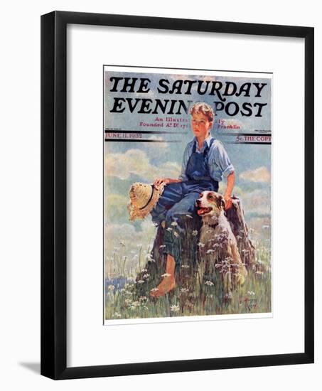 "Boy and Dog in Nature," Saturday Evening Post Cover, June 11, 1932-Eugene Iverd-Framed Giclee Print