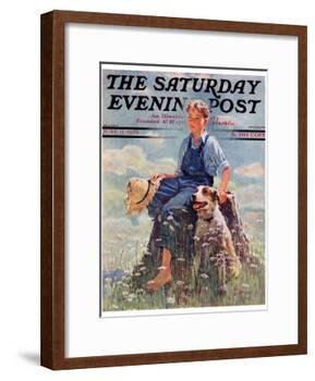 "Boy and Dog in Nature," Saturday Evening Post Cover, June 11, 1932-Eugene Iverd-Framed Giclee Print