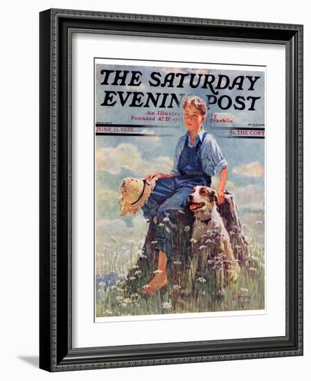 "Boy and Dog in Nature," Saturday Evening Post Cover, June 11, 1932-Eugene Iverd-Framed Giclee Print