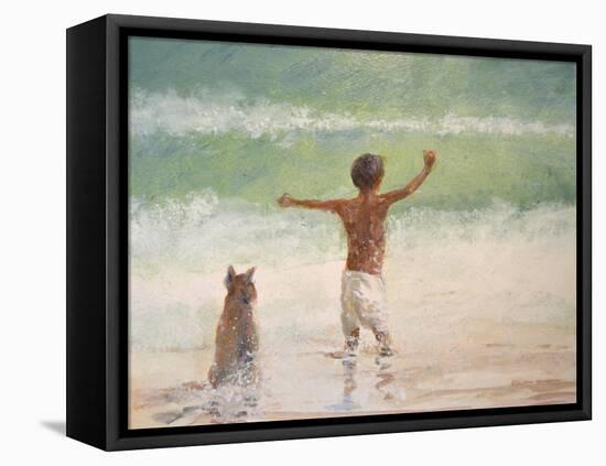 Boy and Dog, Lifeguard-Lincoln Seligman-Framed Premier Image Canvas