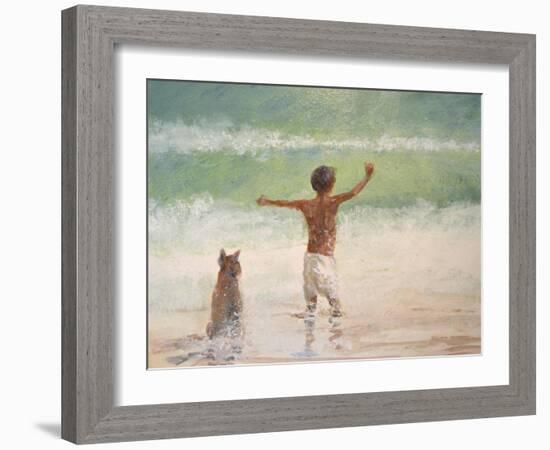 Boy and Dog, Lifeguard-Lincoln Seligman-Framed Giclee Print