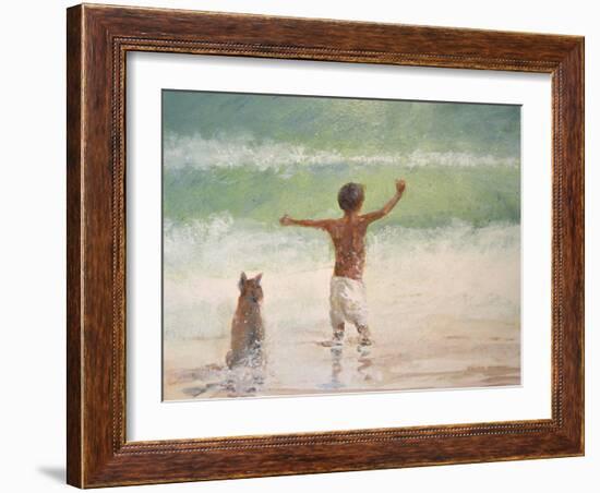 Boy and Dog, Lifeguard-Lincoln Seligman-Framed Giclee Print