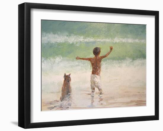 Boy and Dog, Lifeguard-Lincoln Seligman-Framed Giclee Print