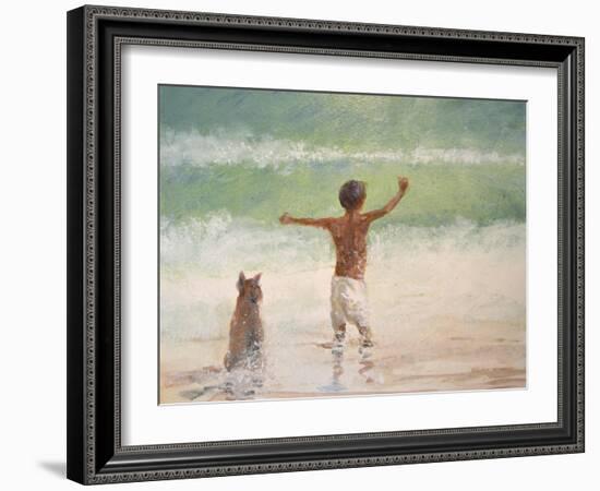 Boy and Dog, Lifeguard-Lincoln Seligman-Framed Giclee Print