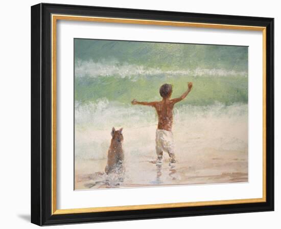 Boy and Dog, Lifeguard-Lincoln Seligman-Framed Giclee Print