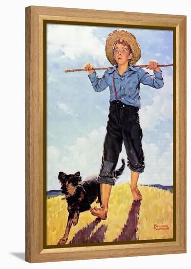 Boy and Dog-Norman Rockwell-Framed Premier Image Canvas