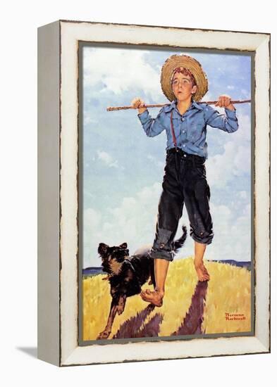 Boy and Dog-Norman Rockwell-Framed Premier Image Canvas