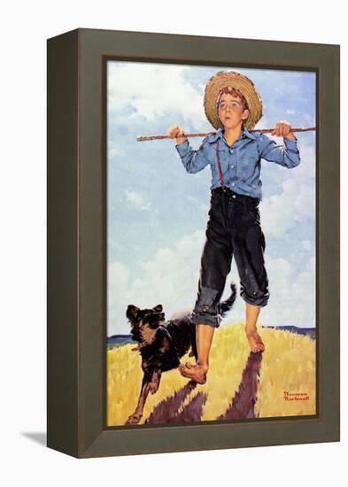 Boy and Dog-Norman Rockwell-Framed Premier Image Canvas