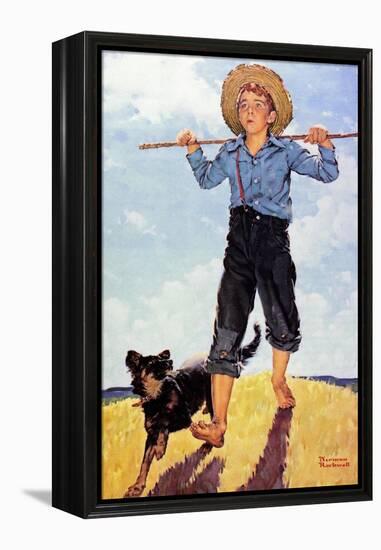 Boy and Dog-Norman Rockwell-Framed Premier Image Canvas