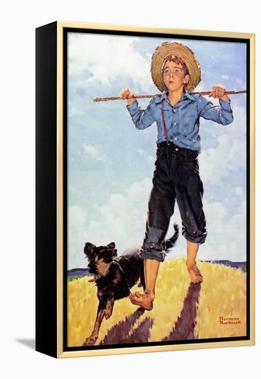 Boy and Dog-Norman Rockwell-Framed Premier Image Canvas