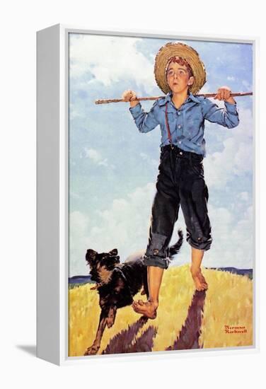 Boy and Dog-Norman Rockwell-Framed Premier Image Canvas