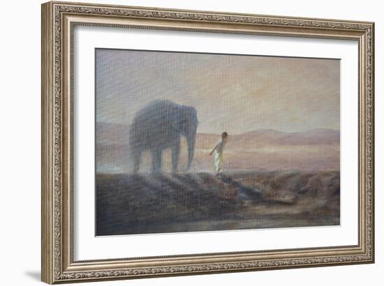 Boy and Elephant-Lincoln Seligman-Framed Giclee Print