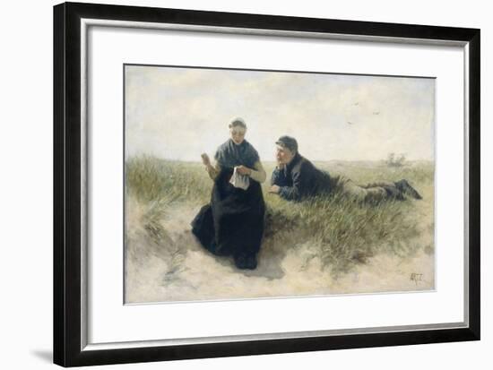 Boy and Girl in the Dunes-David Adolph Constant Artz-Framed Art Print