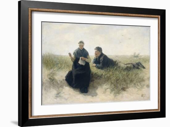 Boy and Girl in the Dunes-David Adolph Constant Artz-Framed Art Print