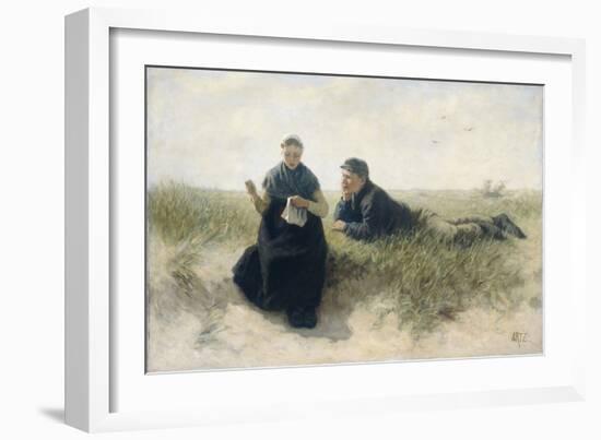 Boy and Girl in the Dunes-David Adolph Constant Artz-Framed Art Print